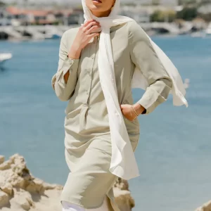 Olive Green Modest Shirt Dress