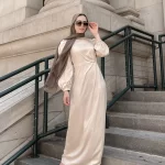 Elegant Puff-Sleeve Maxi Dress
